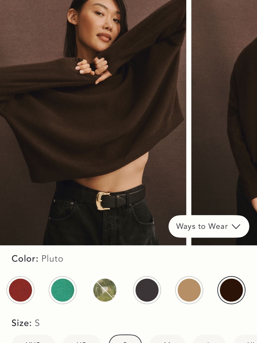 Pilcro Alani 100% Cashmere Mock-Neck Sweater in Pluto (brown)